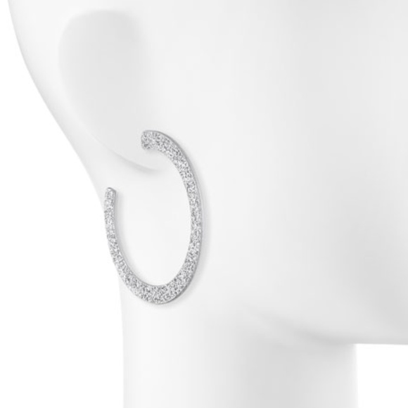 New Stella & Ruby Sparkle Hoop Earrings, Silver - Picture 2 of 2